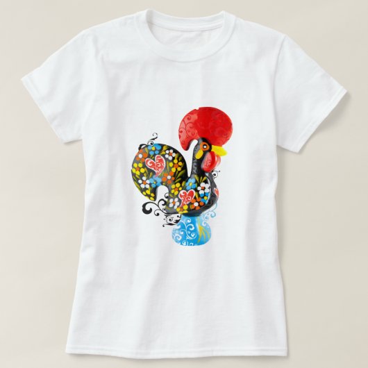 beroemde rooster van Barcelos Nr 06 - Floral editi T-shirt (Design voorkant)