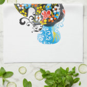 beroemde rooster van Barcelos Nr 06 - Floral editi Theedoek (Gevouwen)