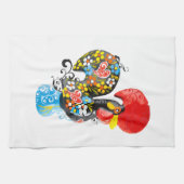 beroemde rooster van Barcelos Nr 06 - Floral editi Theedoek (Horizontaal)