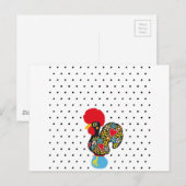 beroemde rooster van Barcelos Nr 06 - Polka Dots Briefkaart (Voorkant / Achterkant)