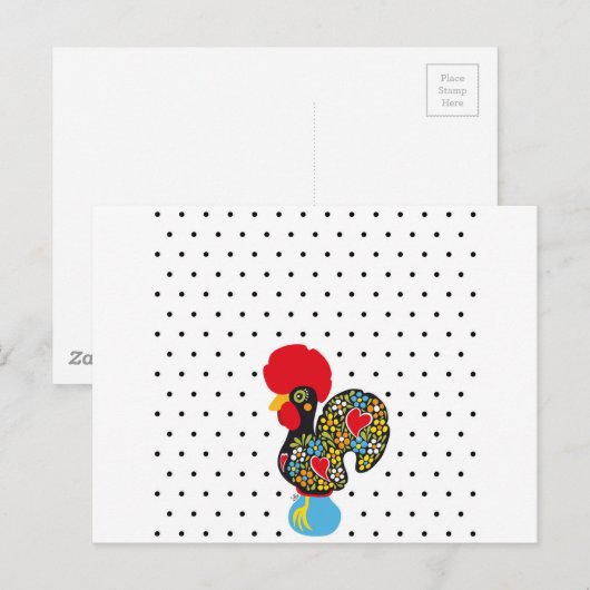 beroemde rooster van Barcelos Nr 06 - Polka Dots Briefkaart (Voorkant / Achterkant)