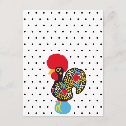 beroemde rooster van Barcelos Nr 06 - Polka Dots Briefkaart (Voorkant)