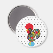 beroemde rooster van Barcelos Nr 06 - Polka Dots Magneet (Voorkant / Achterkant)