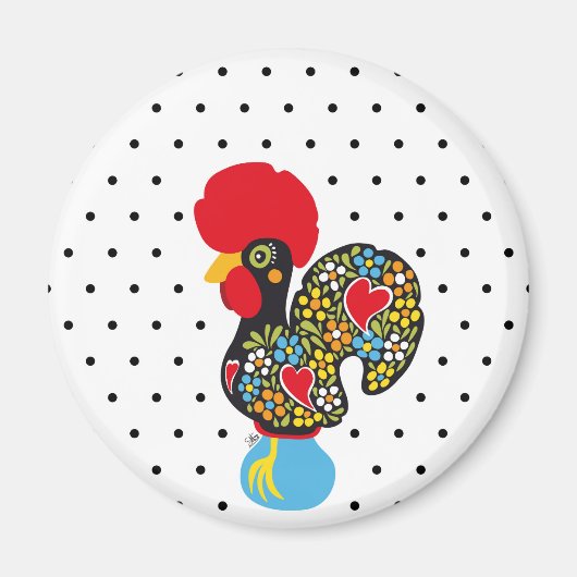 beroemde rooster van Barcelos Nr 06 - Polka Dots Magneet (Voorkant)