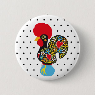 beroemde rooster van Barcelos Nr 06 - Polka Dots Ronde Button 5,7 Cm