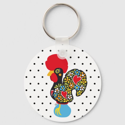 beroemde rooster van Barcelos Nr 06 - Polka Dots Sleutelhanger (Voorkant)