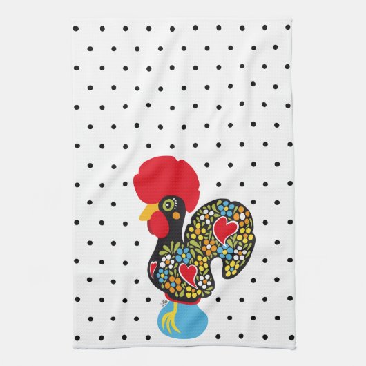beroemde rooster van Barcelos Nr 06 - Polka Dots Theedoek (Verticaal)