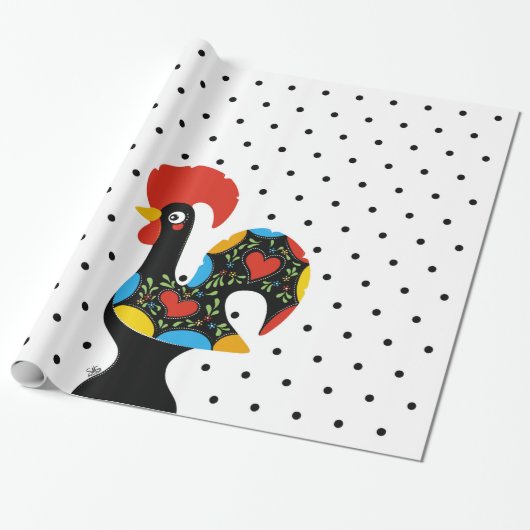 beroemde rooster van Barcelos Nr 09 - Polka Dots Cadeaupapier (Uitgerold)