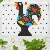 beroemde rooster van Barcelos Nr 09 - Polka Dots Theedoek (Gevouwen)