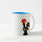 beroemde rooster van Barcelos Nr 09 - Polka Dots Tweekleurige Koffiemok (Voorkant rechts)