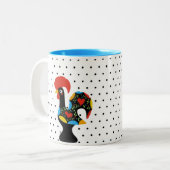 beroemde rooster van Barcelos Nr 09 - Polka Dots Tweekleurige Koffiemok (Voorkant links)