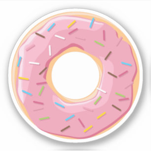 Beroemde roze donut met suiker versiering sticker