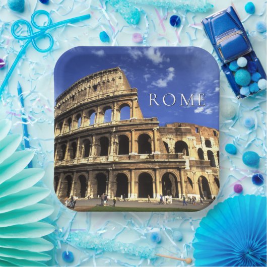 Beroemde ruïnes van het Colosseum Rome | Italië Papieren Bordje (Feest)