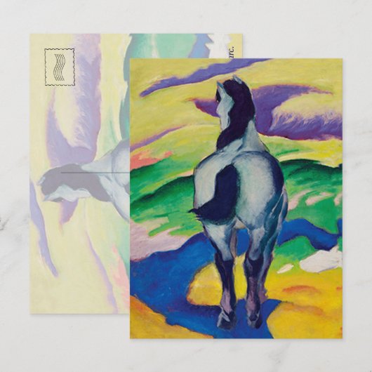 beroemde schilderijen van Blue Horse II van Franz  Briefkaart (Voorkant / Achterkant)