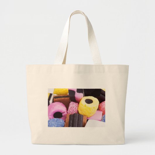 beroemde snoepjes van Licorice Grote Tote Bag (Voorkant)