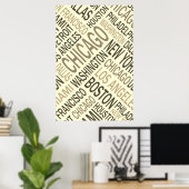 beroemde steden, het Poster Word Cloud (Thuiskantoor)