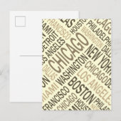  beroemde steden Verenigde Staten Word Cloud Briefkaart (Voorkant / Achterkant)