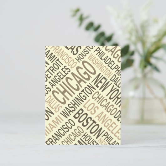  beroemde steden Verenigde Staten Word Cloud Briefkaart (Staand voorkant)