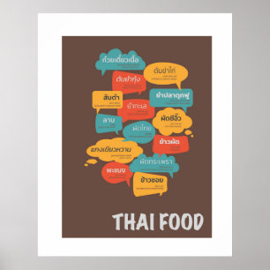 Beroemde Thaise Food Spraak Bubble Food Art Poster