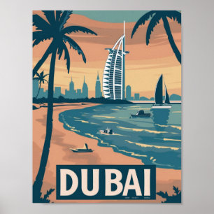 Beroemde Vintage van Dubai Travel Place Poster