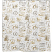 beroemde World Landmarks World Traveler Pattern Douchegordijn (Voorkant)