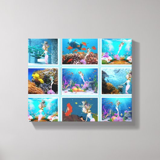 Beroemde zeemeermin collage. canvas afdruk (Voorkant)