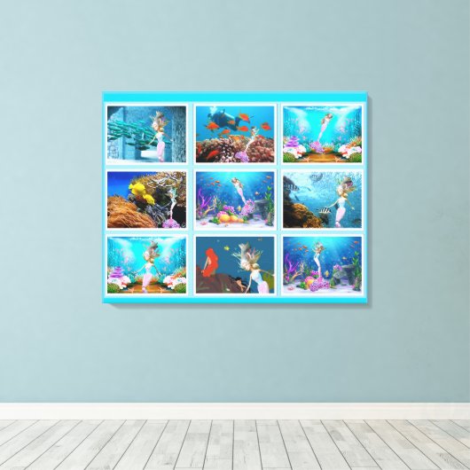 Beroemde Zeemeermin Collage. Canvas Afdruk (Insitu (Houten vloer))