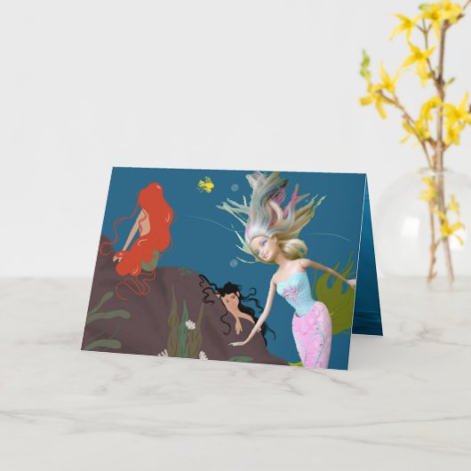 Beroemde zeemeermin kaart (Gele Bloem)