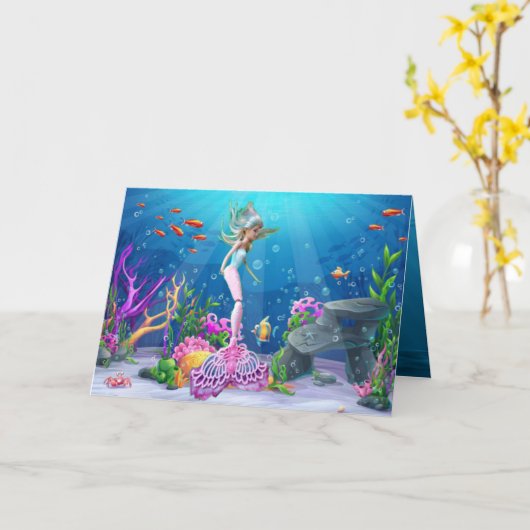 Beroemde zeemeermin kaart (Gele Bloem)