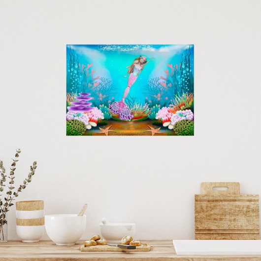Beroemde zeemeermin poster (Keuken)