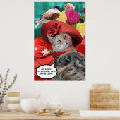 BEROEMDHEID KAT PRINSES TATUS, RODE HOED MET DUIF POSTER (Keuken)