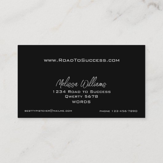 Beroep Data Entry Specialist Zwart-wit Visitekaartje (Achterkant)