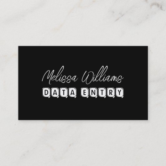 Beroep Data Entry Specialist Zwart-wit Visitekaartje (Voorkant)