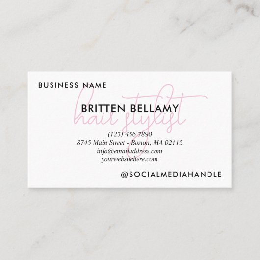 Beroep in Roze Script Foto's toevoegen Visitekaartje (Voorkant)