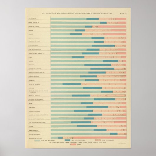Beroep naar kleur, nationaliteit 1890 poster (Voorkant)