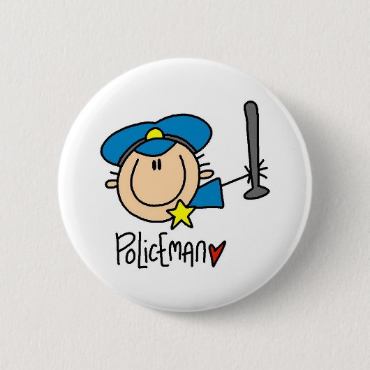 Beroep Politieagent Ronde Button 5,7 Cm (Voorkant)