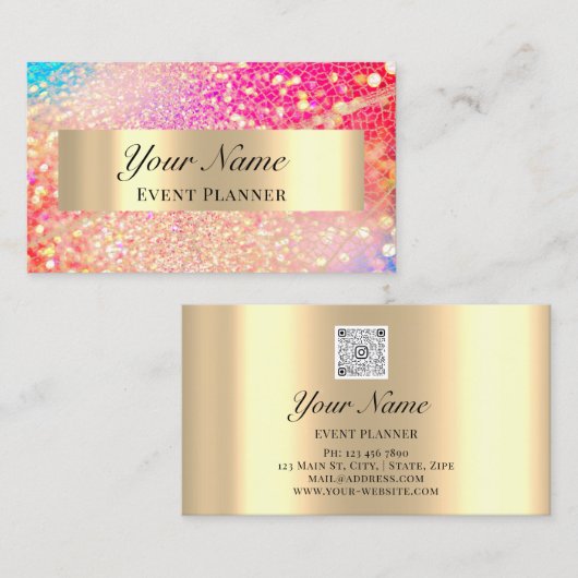 BEROEPSGEBEURTENISPLANNER MAKEUP ARTIST GOLD QR AFSPRAKENKAARTJE (Voorkant / Achterkant)