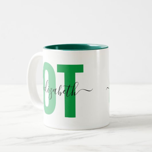 Beroepshalve Therapeut Naam Aangepaste Naam Tweekleurige Koffiemok (Voorkant links)