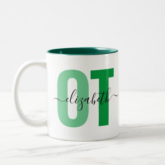 Beroepshalve Therapeut Naam Aangepaste Naam Tweekleurige Koffiemok (Links)