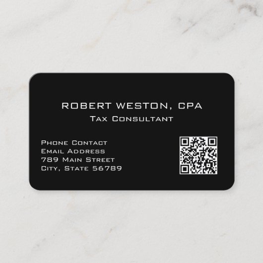 Beroepsmatige belastingaccountant bewerkbare QR-co Visitekaartje (Voorkant)