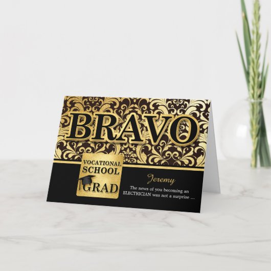 Beroepsschool Afstuderen Faux Gold Foil Kaart (Voorkant)