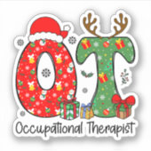 Beroepstherapeut Kerstmis, OT OTA Kerstmis Sticker (Voorkant)