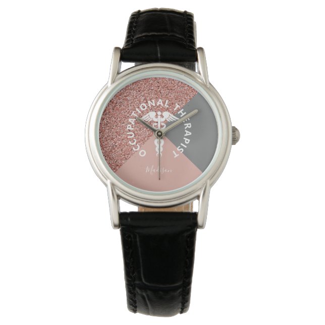 Beroepstherapie Afstuderen Roos Gold Name Horloge (Voorkant)