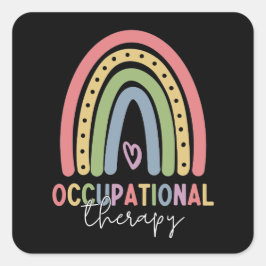 Beroepstherapie bij therapistische regenboog vierkante sticker