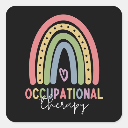 Beroepstherapie bij therapistische regenboog vierkante sticker (Voorkant)