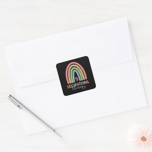 Beroepstherapie bij therapistische regenboog vierkante sticker (Envelop)