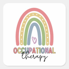 Beroepstherapie bij therapistische regenboog vierkante sticker