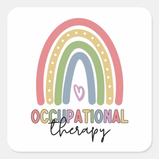 Beroepstherapie bij therapistische regenboog vierkante sticker (Voorkant)