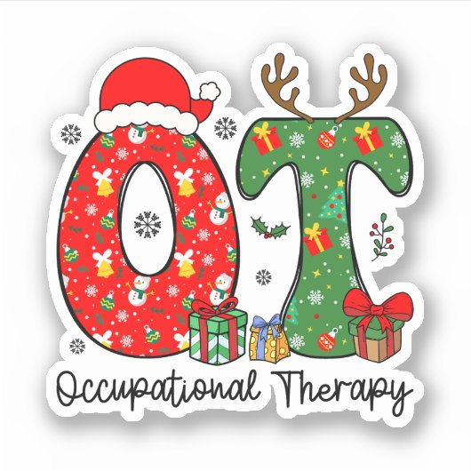 Beroepstherapie Kerstmis, OT OTA Kerstmis Sticker (Voorkant)