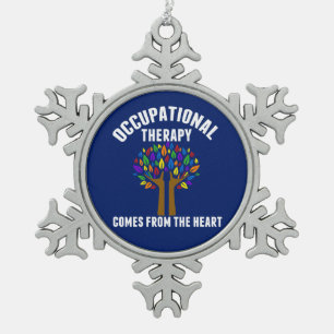 Beroepstherapie komt uit het hart tin sneeuwvlok ornament